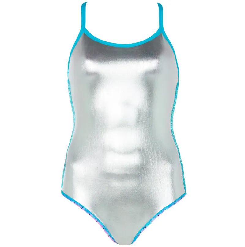 Zoggs Ladies Ecofeel Silver Lined Strikeback Swimsuit Sirene Sparkle-2